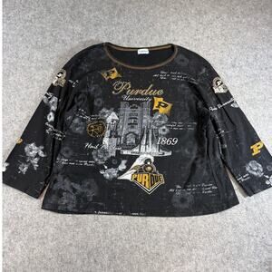 P.Michael Purdue University Boilermakers Shirt Womens Black 3/4 Sleeve Large